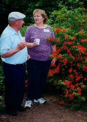 Bill and Sharon with the late blooming azalea 'July Jester'