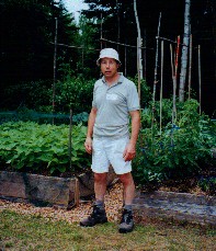 Jean-Luc with one of his many raised planting beds.