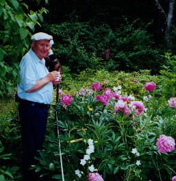 Bill with peony seedlings...early July